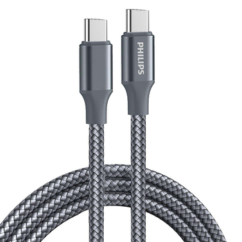 Philips 1.25m USB-C to Type-C Charge Sync Cable Cord For Samsung S23 Black