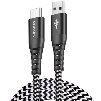 Philips 125cm USB-A/USB-C 480Mbps Fast Charge Cable For iPhone/Samsung BLK