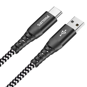Philips 200cm USB-A/USB-C 480Mbps Fast Charge Cable For iPhone/Samsung BLK