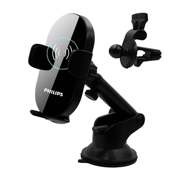 Philips 15W Qi Wireless Fast-Charging Car Mount - Black