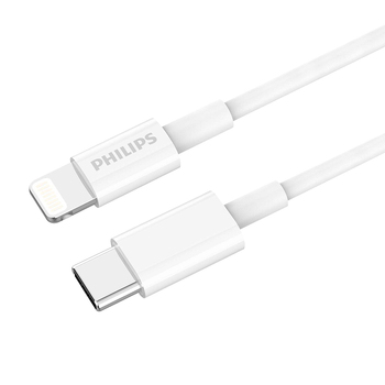 Philips 1.25m USB-C to Lightning Charging Cable Mfi Certified Connector For iPhone White