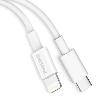 Philips 2m USB-C to Lightning Charging Cable Mfi Certified Connector For iPhone White