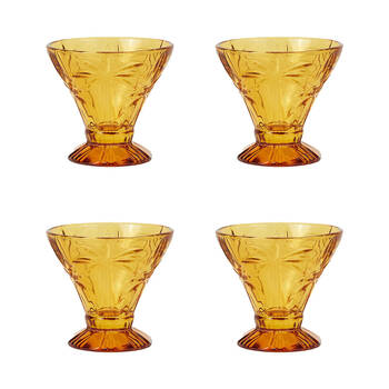4pc Annabel Trends Cocktail Glass Palm Tree 270ml Cup Set - Amber