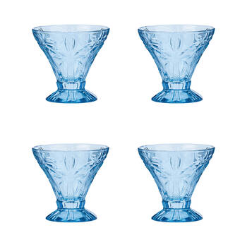 4pc Annabel Trends Cocktail Glass Palm Tree 270ml Cup Set - Blue