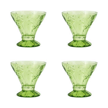 4pc Annabel Trends Cocktail Glass Palm Tree 270ml Cup Set - Green