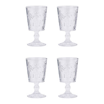 4pc Annabel Trends Goblet Glass Palm Tree Cup Set 16cm - Clear