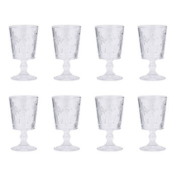 8pc Annabel Trends Goblet Glass Palm Tree Cup Set 16cm - Clear
