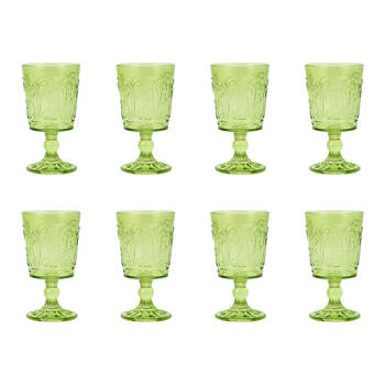 8pc Annabel Trends Goblet Glass Palm Tree Cup Set 16cm - Green