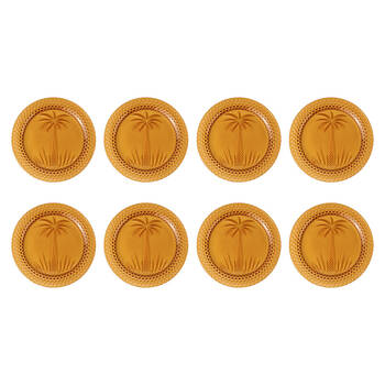 8pc Annabel Trends Glass Plate Palm Tree Food Dish Set - Amber