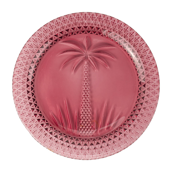 4pc Annabel Trends Palm Tree Glass Plates Pink