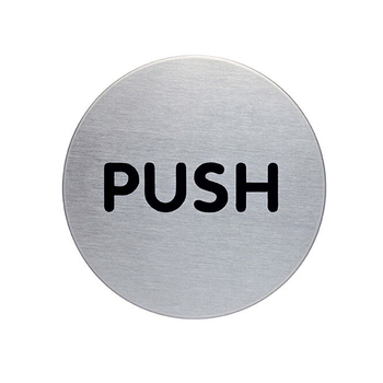 Durable Stainless Steel Pictogram Push w/ Adhesive Pad - Silver