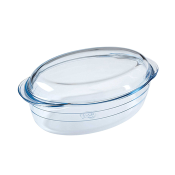 O Cuisine 33cm/4L Oval Glass Casserole w/ Lid Oven Cookware - Clear