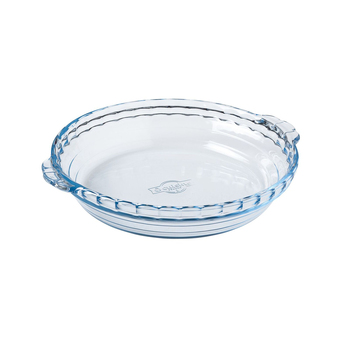 Cuisine 26x23cm Baking Round Glass Pie Dish w/ Handle Bakeware - Clear