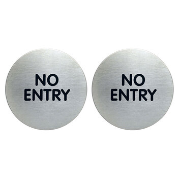 2x Durable 8.3cm Pictogram No Entry Stainless Steel Sign - Silver