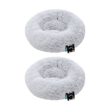 2PK Paws and Claws Round Bed Small 50x50x15cm Super Plush Washable Assorted