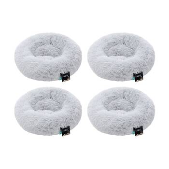 4PK Paws and Claws Round Bed Small 50x50x15cm Super Plush Washable Assorted