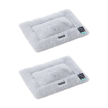 2PK Paws and Claws Pet Mat Medium 70x50x4cm Light Grey Super Plush Washable
