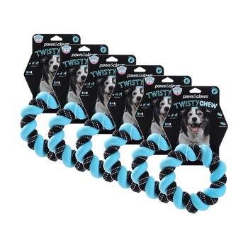 6PK Paws and Claws Twisty Chew Ring Toy 18x4.5x4.5cm Woven Rope Assorted