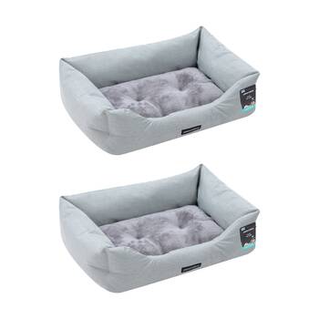 2PK Paws and Claws Walled Pet Bed Medium 70x50x21cm Light Grey High Walls
