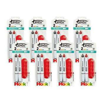 16pc Texta Whiteboard Markers Black/Red w/ Magnetic Hook