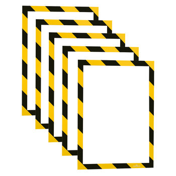 5PK Durable Duraframe Magnetic Security A4 Warning Sign - Yellow/Black