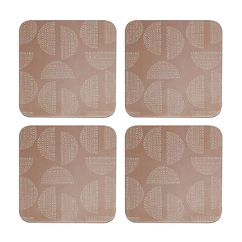 4PK Ladelle Splice Hardboard Square Cup Coaster 10cm Holder - Ginger