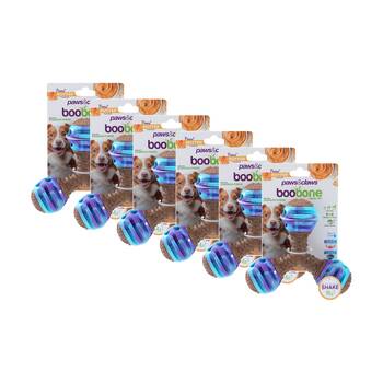 6PK Paws and Claws Boobone TPR Giggle Tri Toy Chicken & Peanut Butter Assorted