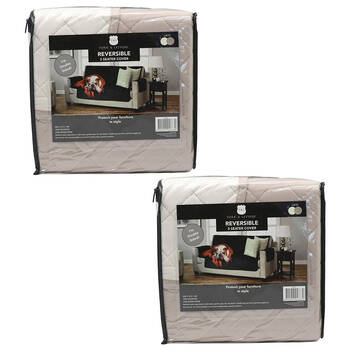 2PK York & Leisure Reversible 3 Seater Couch Cover - Latte