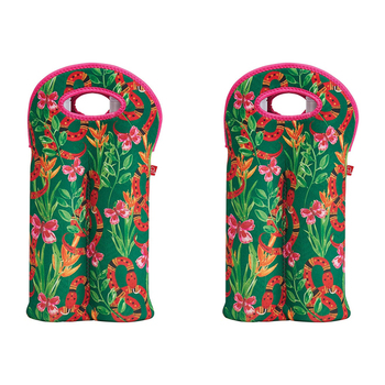 2PK Annabel Trends Neoprene Double Bottle Bag 24x38cm - Jungle Snake