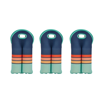 3PK Annabel Trends Neoprene Double Bottle Bag 24x38cm - Navy Sunrise