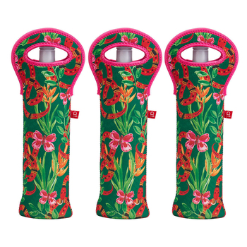 3PK Annabel Trends Neoprene Single Bottle Bag 14x38cm - Jungle Snake