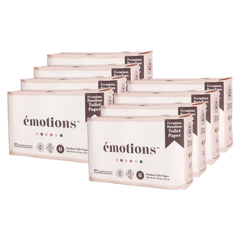 8x 6pc Emotions Premium 100% Bamboo Toilet Paper 4ply