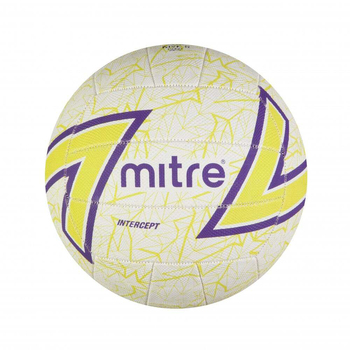 Mitre Intercept F18P Netball White/Light Green/Purple Size 4