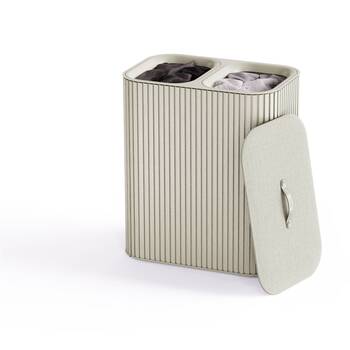 Joseph Joseph 90L Laundry Basket 2 Compartments W/ Drop-In Handles Ecru