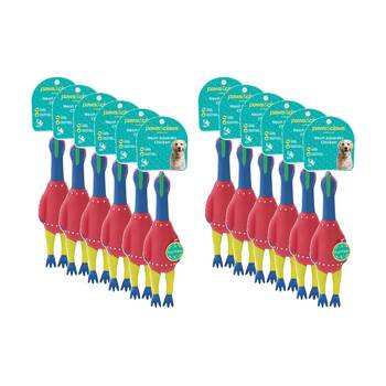 12PK Paws and Claws Vinyl Neon Squeaky Chicken 25x7x4cm Tough Rubber Assorted