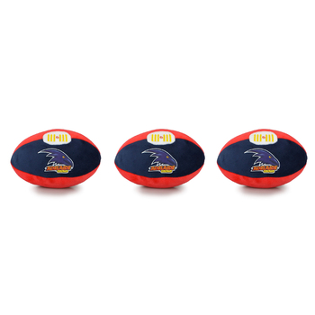3PK AFL Footy Adelaide Soft Plush Ball Kids/Children Toy 18cm