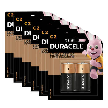6x 2pc Duracell C Size 1.5V Alkaline Battery Pack Single-Use Batteries