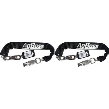 2PK AgBoss Dog Ute/Car Chain With Bull And Panic Snap Black 5x500mm