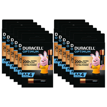 12x 4pc Duracell Optimum Alkaline AA Battery Pack Single Use