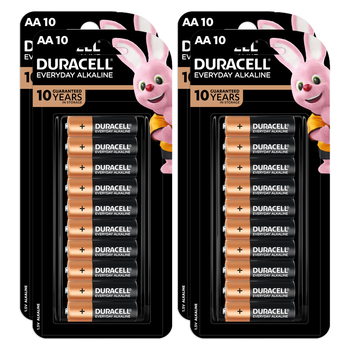 4x 10pc Duracell Everyday AA Alkaline Battery Pack Single Use