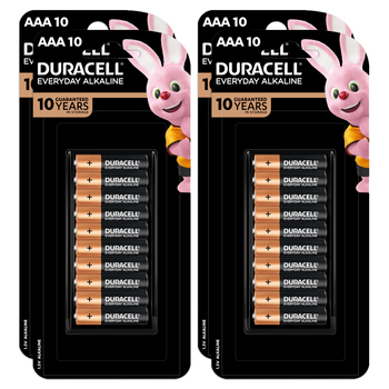 4x 10pc Duracell Everyday AAA Alkaline Battery Pack Single Use