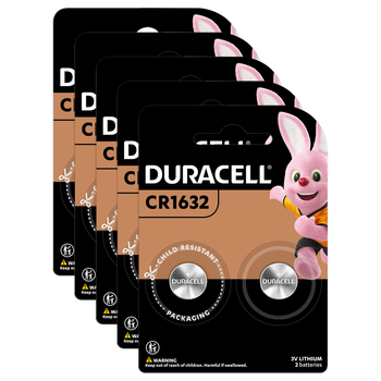 5x 2pc Duracell Specialty 1632 Coin Battery Pack Single Use