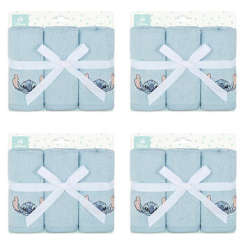12pc Disney Stitch Baby/Kids Cotton Washers/Washcloth 25x25cm