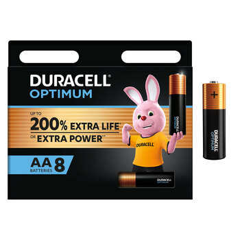 8pc Duracell Optimum Alkaline AA Battery Pack Single Use