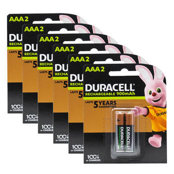 6x 2pc Duracell 1.2V AAA Size Battery Pack 900mAh Rechargeable Batteries