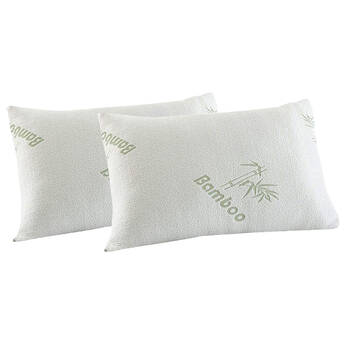 2pc Royal Comfort Bamboo Covered Memory Foam Bedding Pillow 56x36cm - White