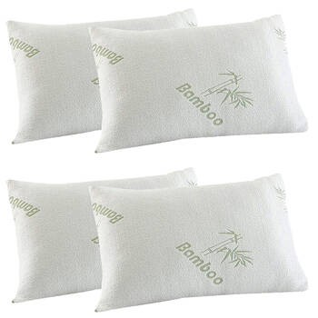 2x 2pc Royal Comfort Bamboo Covered Memory Foam Bedding Pillow 56x36cm - White