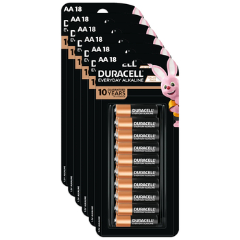 6x 18pc Duracell Everyday AA Alkaline Battery Pack Single Use