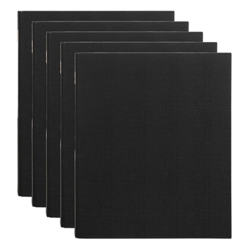 5PK Marbig PE/Linen 2 D-Ring 25mm A4 Binder File Organiser - Black