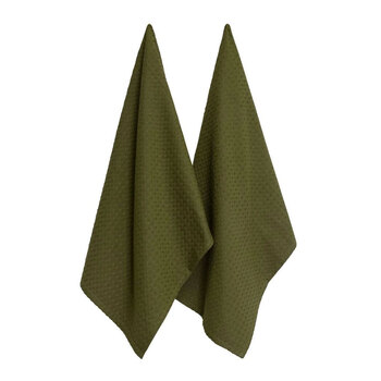 2pc J.Elliot Waffle Tea Towels 50x70cm Olive